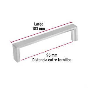 Jaladera de 96mm, línea Andamio, níquel, HERMEX