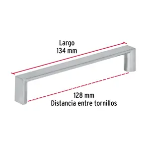 Jaladera de 128mm, línea Andamio, níquel, HERMEX