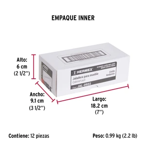 Jaladera de 128mm, línea Andamio, latón brillante, HERMEX
