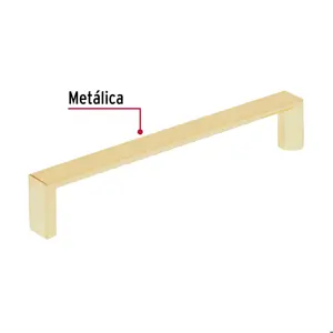Jaladera de 128mm, línea Andamio, latón brillante, HERMEX