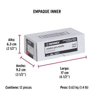 Jaladera de 64mm, línea Elipse, níquel, HERMEX