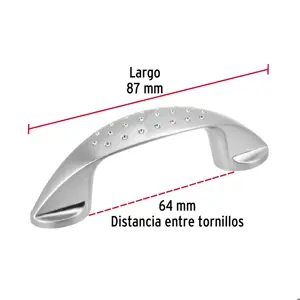 Jaladera de 64mm, línea Elipse, níquel, HERMEX
