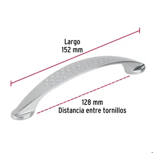 Jaladera de 128mm, línea Elipse, níquel, HERMEX