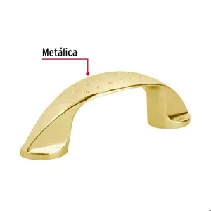 Jaladera de 64mm, línea Elipse, latón brillante, HERMEX