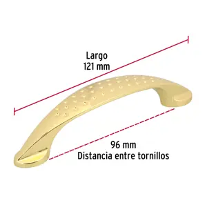 Jaladera de 96mm, línea Elipse, latón brillante, HERMEX