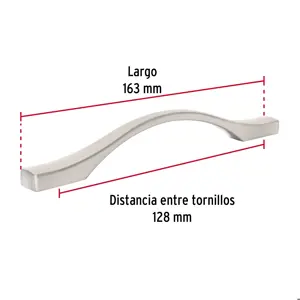 Jaladera de 128mm, línea Segovia, níquel, HERMEX