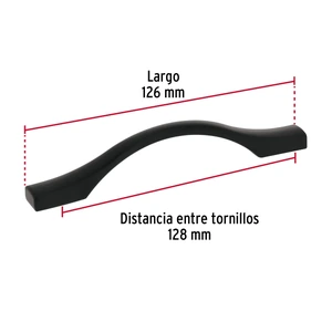 Jaladera de 96mm, línea Segovia, negro, HERMEX