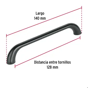 Jaladera de 128mm, línea Cádiz, negro, HERMEX