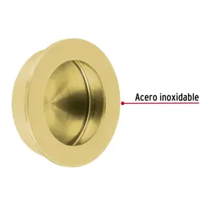 Hermex Jaladera de embutir circular No. 2 acabado latón brillante