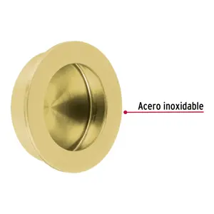 Hermex Jaladera de embutir circular No. 3 acabado latón brillante