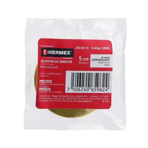 48995 / JALED-14 Hermex Jaladera de embutir circular No. 4 acabado latón brillante