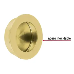 Hermex Jaladera de embutir circular No. 4 acabado latón brillante