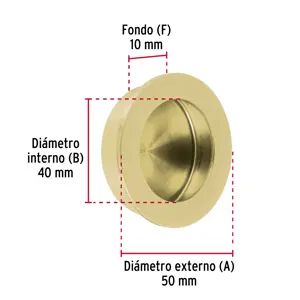 Hermex Jaladera de embutir circular No. 4 acabado latón brillante