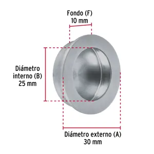 Hermex Jaladera de embutir circular No. 2 acabado cromo mate