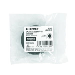 Hermex Jaladera de embutir circular No. 3 acabado negro