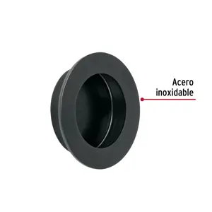 Hermex Jaladera de embutir circular No. 4 acabado negro