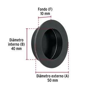 Hermex Jaladera de embutir circular No. 4 acabado negro