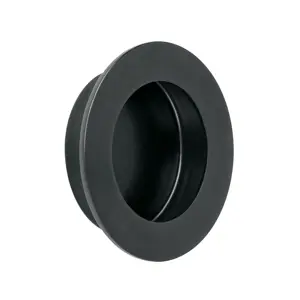Hermex Jaladera de embutir circular No. 4 acabado negro
