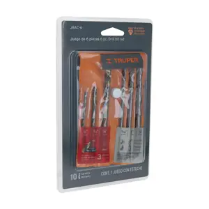 11336 / JBAC-6 Juego de 6 brocas para metal y concreto, Truper