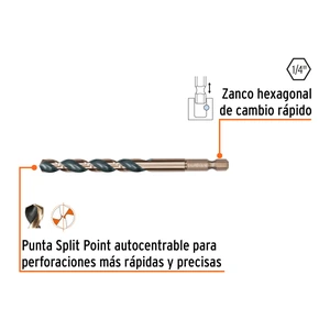 Juego de 13 brocas HSS p/metal zanco cambio rápido, Expert