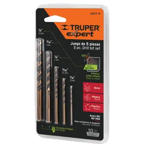 Juego de 5 brocas HSS para metal, Truper Expert