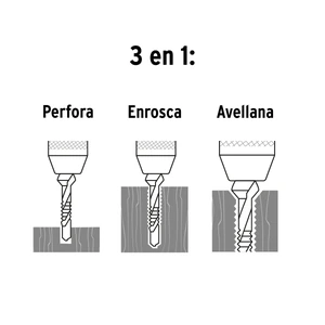 Juego de 6 brocas HSS con machuelo para metal, Truper