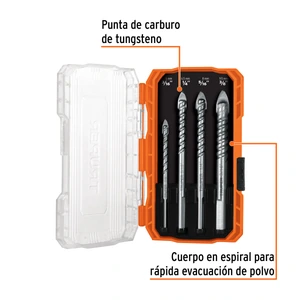 Juego de 4 brocas para vidrio y azulejo, Truper Expert