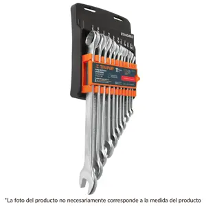 15779 / JC-11M-E Juego de 11 llaves combinadas mm granalladas, Truper