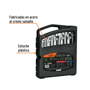 Jgo 20 llaves combinadas extralargas pulidas std y mm,EXPERT