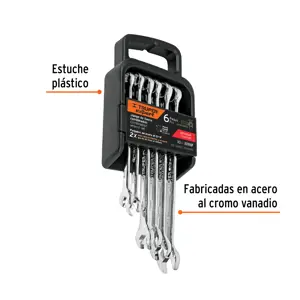 Juego de 6 llaves combinadas extralargas pulidas std, EXPERT