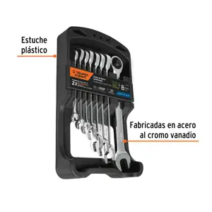 Juego de 8 llaves combinadas pulidas mm con matraca, EXPERT