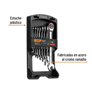 Juego de 8 llaves combinadas std pulidas con matraca, EXPERT