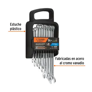 Juego de 9 llaves combinadas extralargas pulidas mm, EXPERT