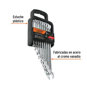 Juego de 9 llaves combinadas extralargas pulidas std, EXPERT