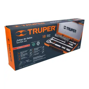 Truper Juego de 18 herramientas cuadro 1/2