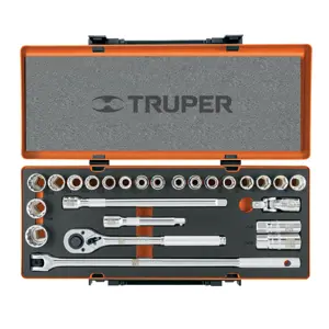 13938 / JD-1/2X26MP Truper Juego de 25 herramientas cuadro 1/2
