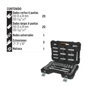 15687 / JD-1/2X45MP Juego de herramienta para mecánico, mixto, 45 piezas