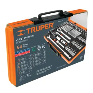 12892 / JD-1/2X64MP Truper Juego de 64 herramientas cuadro 1/2