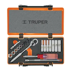 13980 / JD-1/4X21P Truper Juego de 20 herramientas cuadro 1/4