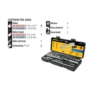 23980 / JD-1/4X22MM-P Juego de 22 herramientas 1/4