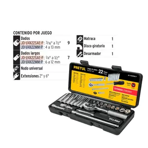 23981 / JD-1/4X22SAE-P Juego de 22 herramientas 1/4