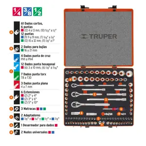 12893 / JD-103MP Truper Juego 103 herramientas 1/4