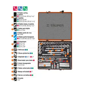 13975 / JD-135MP Truper Juego 135 herramientas 1/4