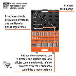 Truper Juego de 73 herramientas cuadro 3/8
