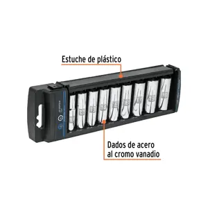Juego de 9 dados largos cuadro 3/8