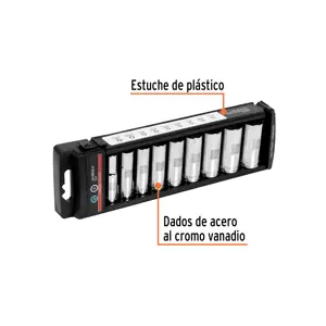 Juego de 9 dados largos cuadro 3/8
