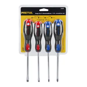 20218 / JD-4BP Juego de 4 desarmadores mango Comfort Grip, Pretul