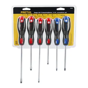 20220 / JD-6BP Juego de 6 desarmadores mango Comfort Grip, Pretul