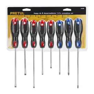 20219 / JD-8BP Juego de 8 desarmadores mango Comfort Grip, Pretul