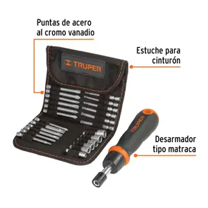 Desarmador tipo matraca con 18 puntas y 6 dados, Truper